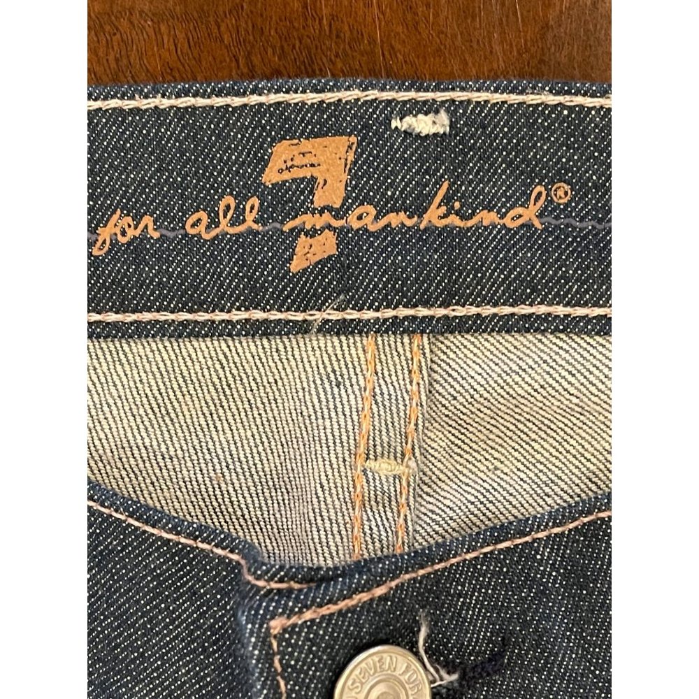 7 For All Mankind Blue Medium Wash Crop Flynt Wide Leg Jeans Size 32 - Picture 6 of 10